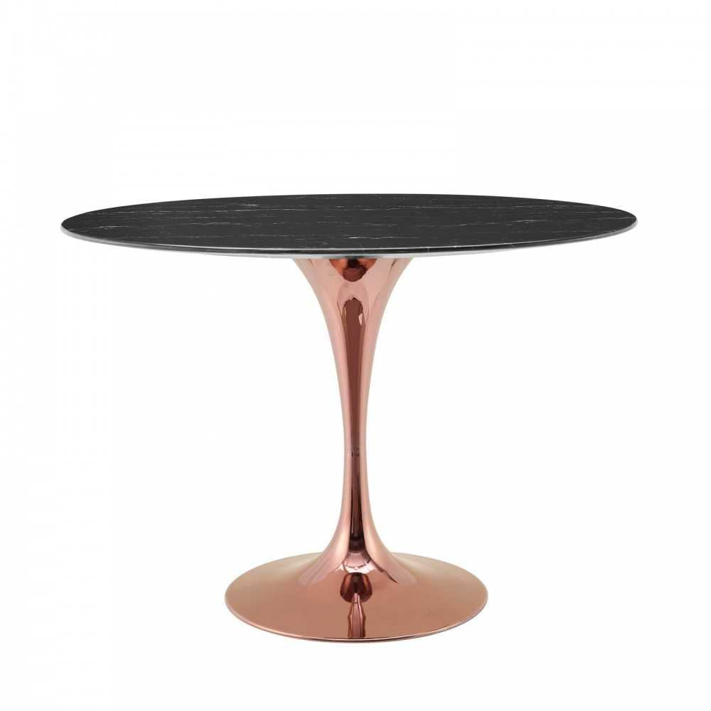 Lippa 42" Oval Artificial Marble Dining Table, Rose Black