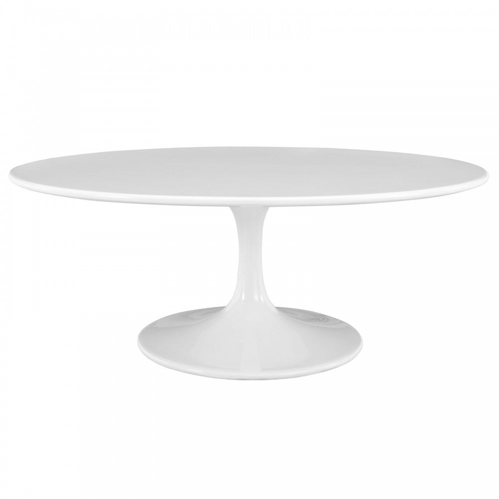 Lippa 42" Oval-Shaped Wood Top Coffee Table, White