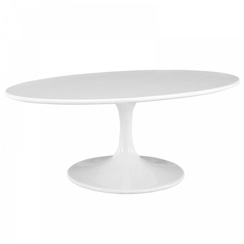 Lippa 42" Oval-Shaped Wood Top Coffee Table, White