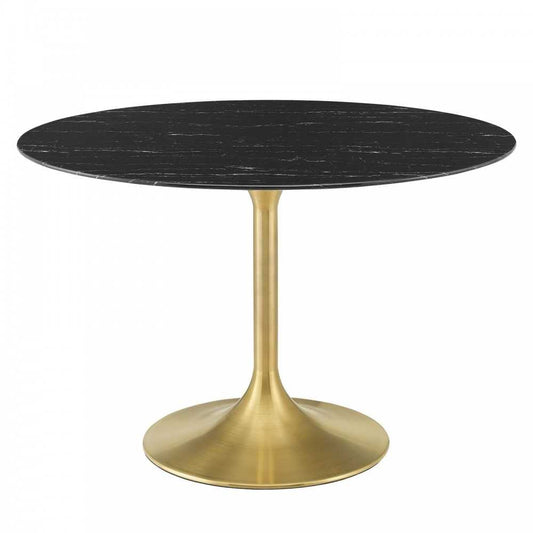 Lippa 47" Artificial Marble Dining Table, Gold Black