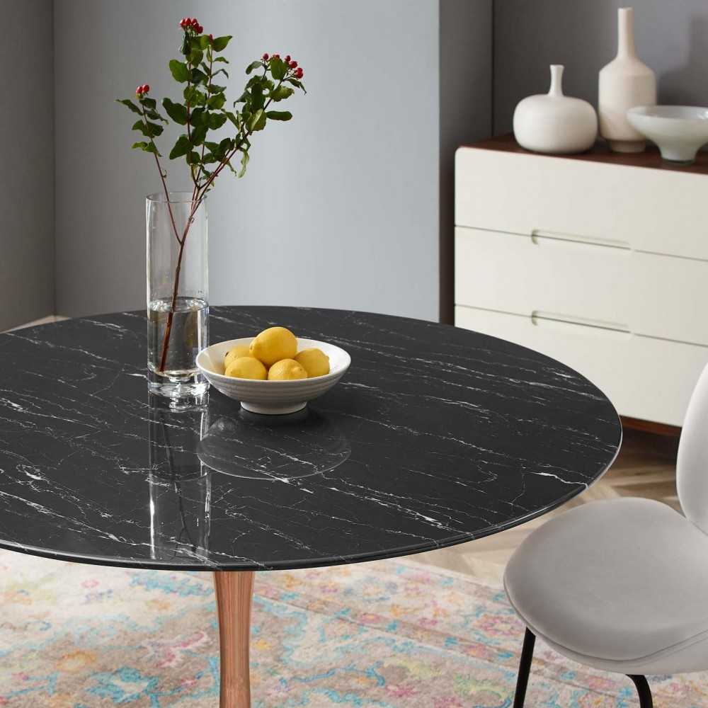 Lippa 47" Artificial Marble Dining Table, Rose Black