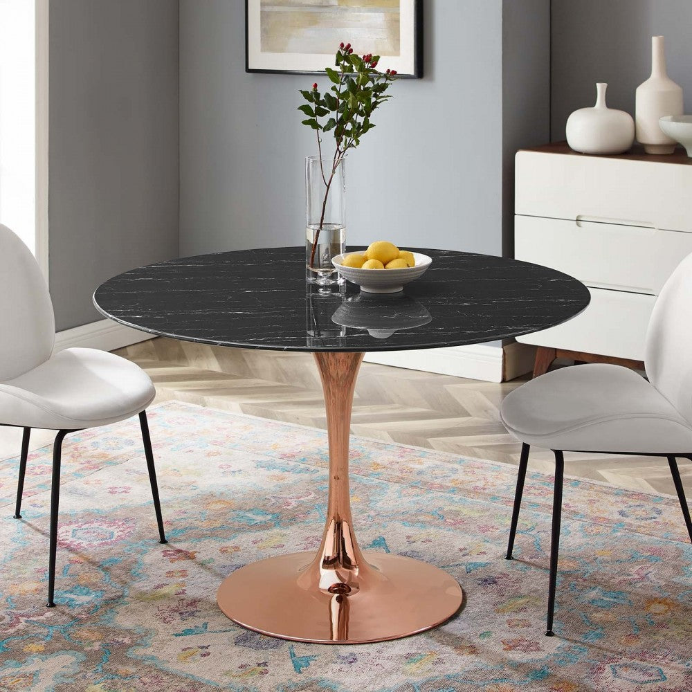 Lippa 47" Artificial Marble Dining Table, Rose Black