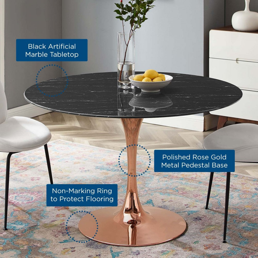 Lippa 47" Artificial Marble Dining Table, Rose Black