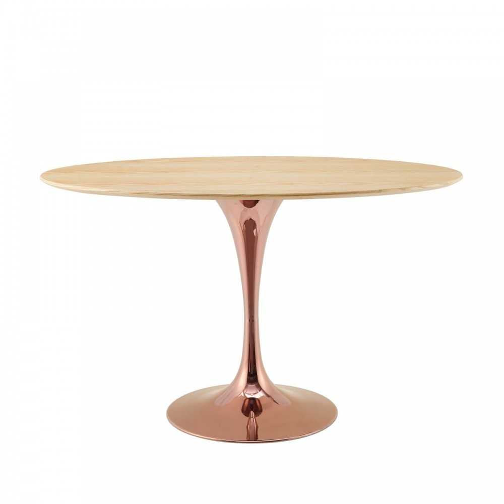 Lippa 47" Oval Wood Dining Table, Rose Natural