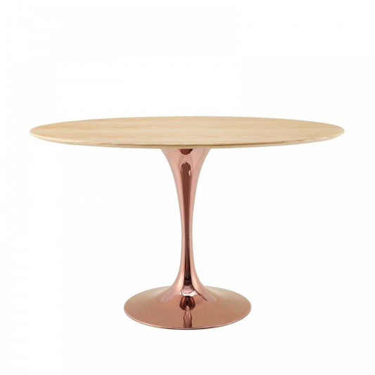 Lippa 47" Oval Wood Dining Table, Rose Natural