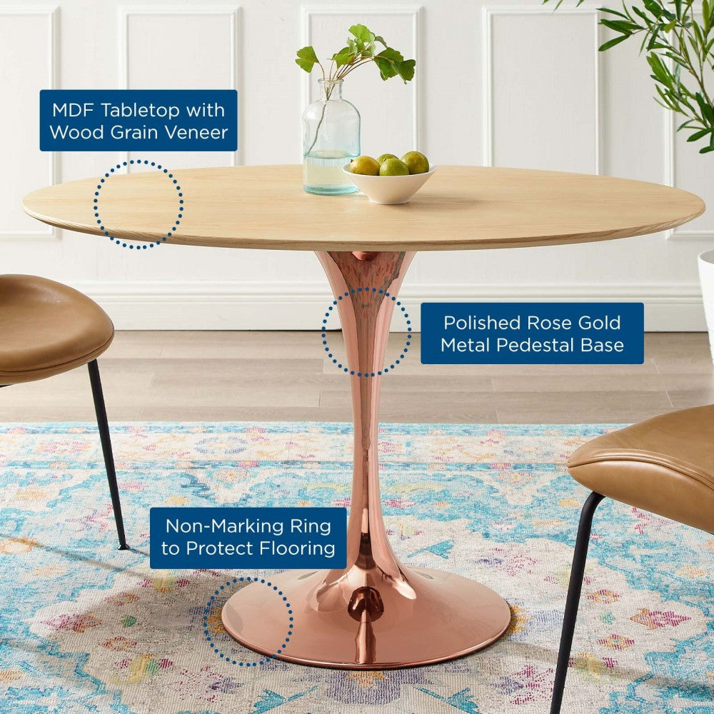 Lippa 47" Oval Wood Dining Table, Rose Natural