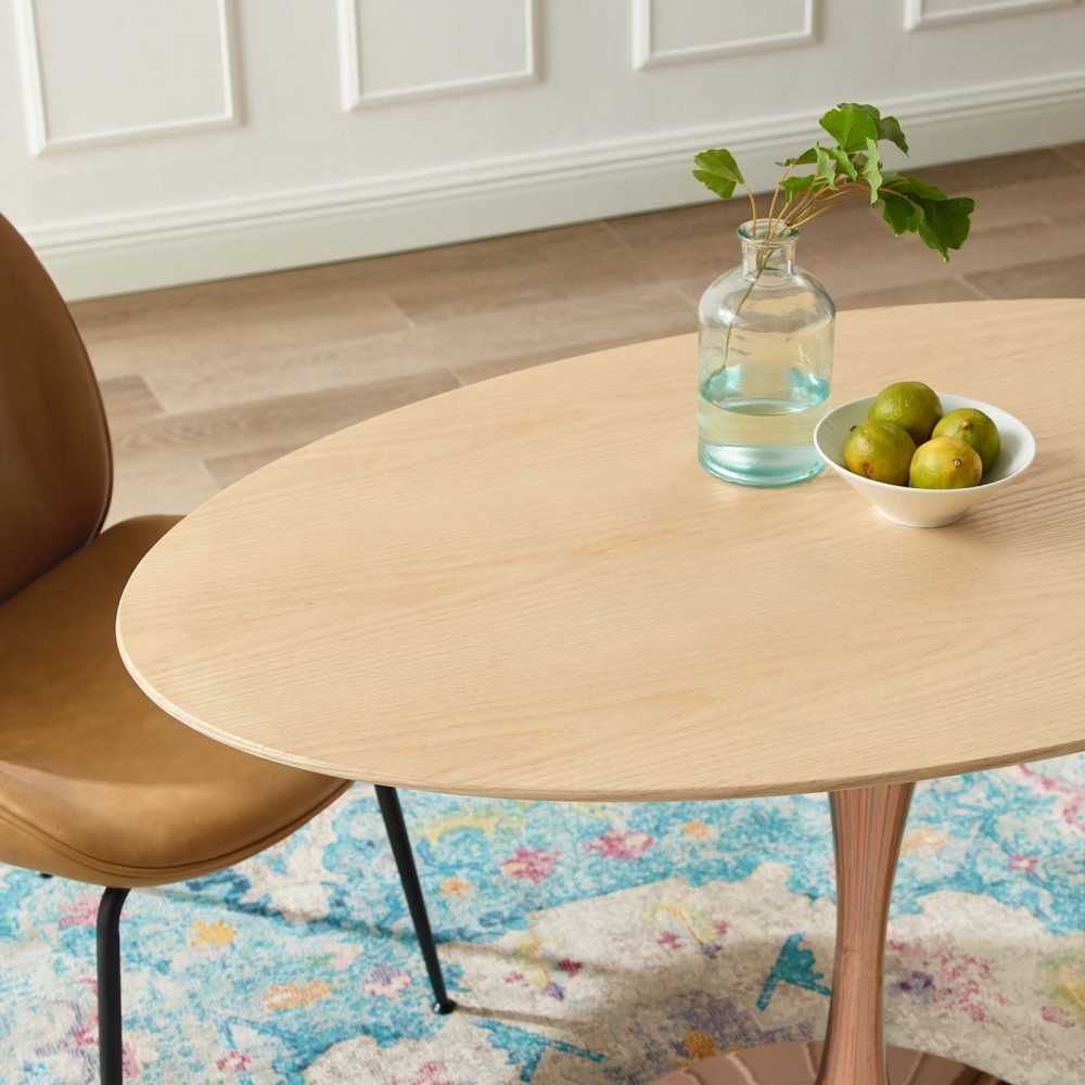 Lippa 47" Oval Wood Dining Table, Rose Natural