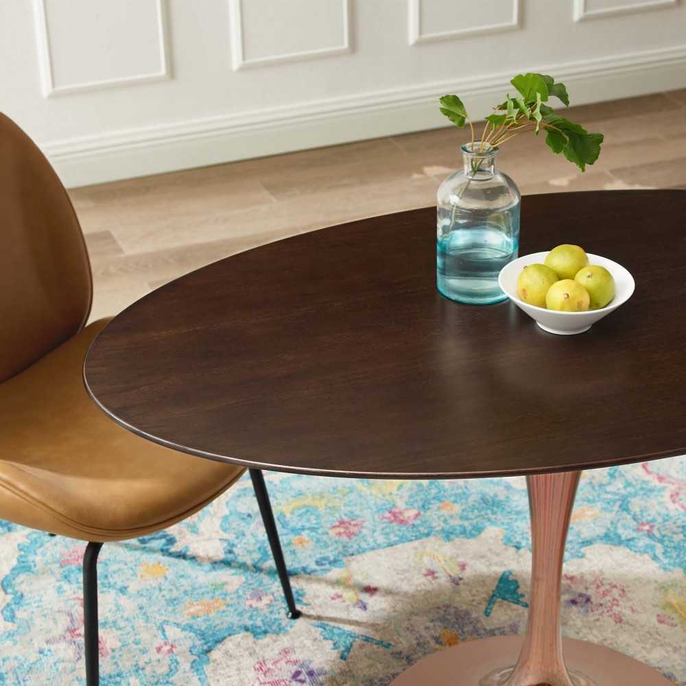 Lippa 47" Oval Wood Dining Table, Rose Cherry Walnut