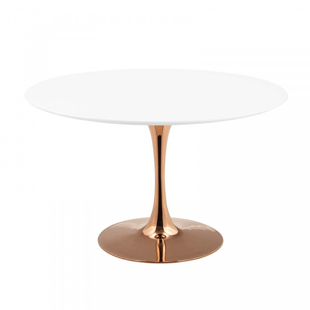 Lippa 47" Round Wood Dining Table, Rose White