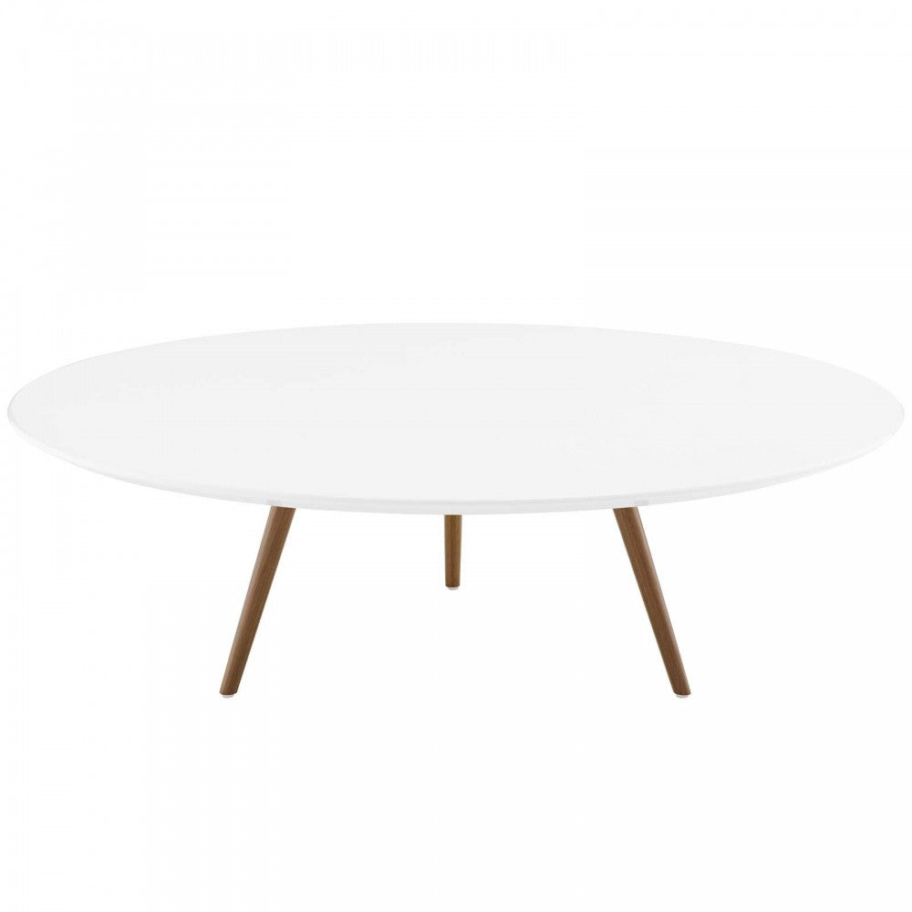 Lippa 47" Round Wood Top Coffee Table with Tripod Base, Walnut White