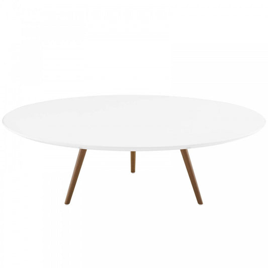 Lippa 47" Round Wood Top Coffee Table with Tripod Base, Walnut White