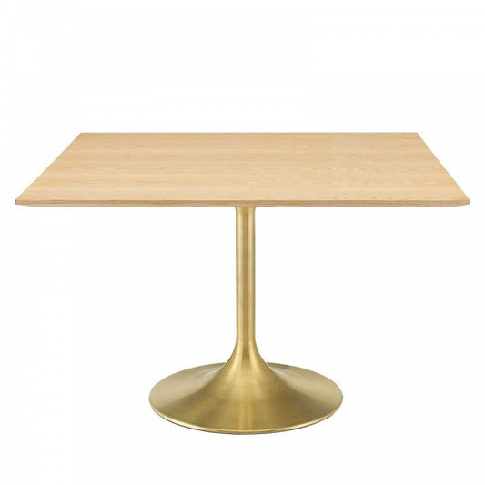 Lippa 47" Square Wood Dining Table, Gold Natural