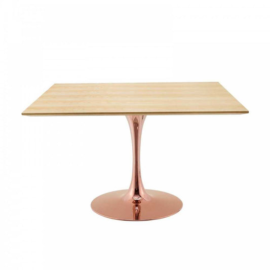 Lippa 47" Square Wood Dining Table, Rose Natural