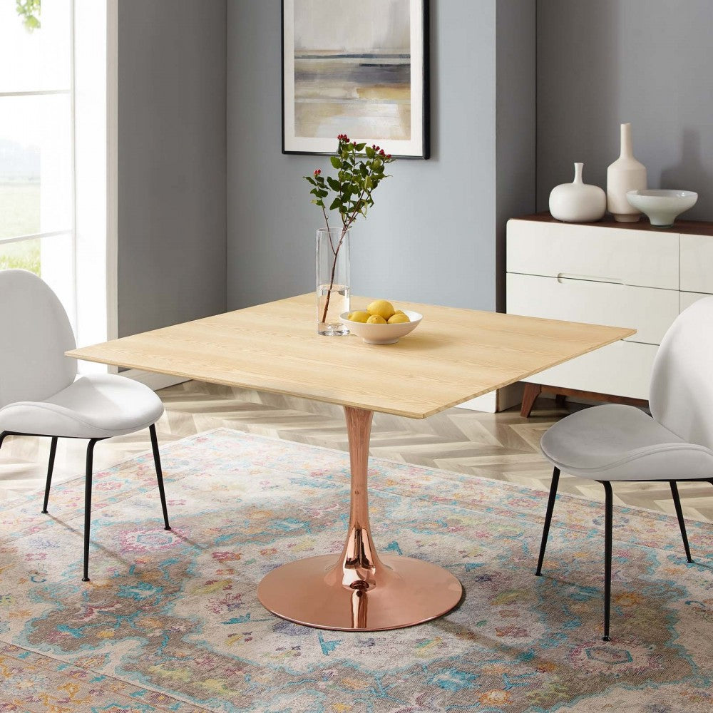 Lippa 47" Square Wood Dining Table, Rose Natural