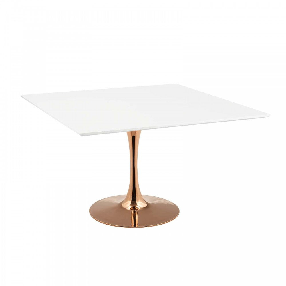 Lippa 47" Square Wood Top Dining Table, Rose White