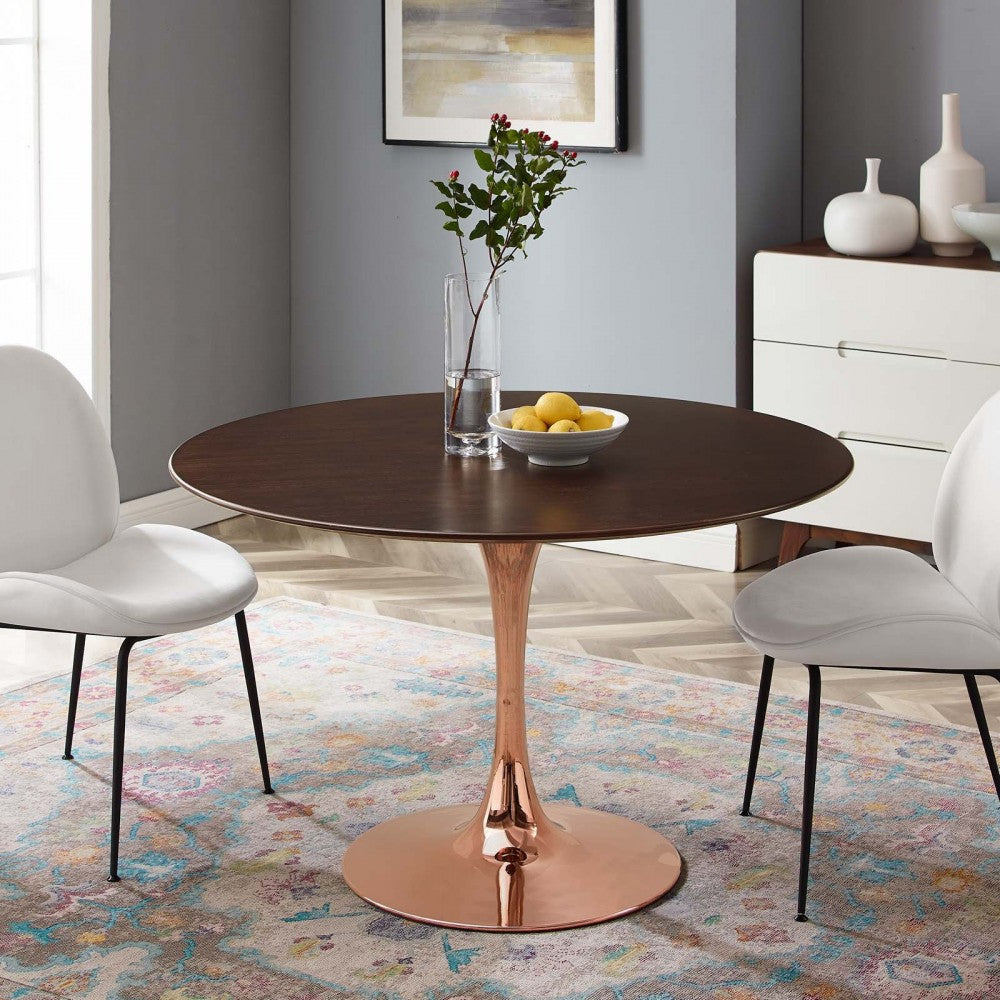 Lippa 47" Wood Dining Table, Rose Cherry Walnut