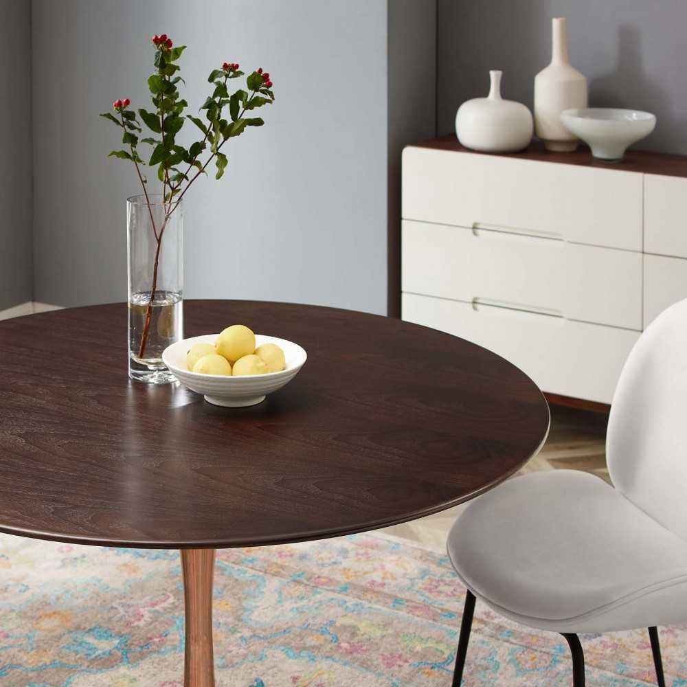 Lippa 47" Wood Dining Table, Rose Cherry Walnut