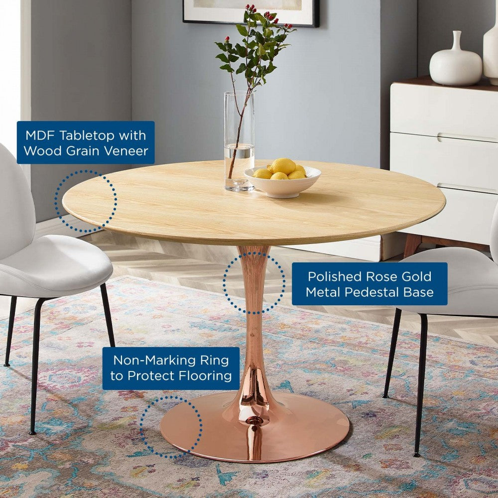 Lippa 47" Wood Dining Table, Rose Natural