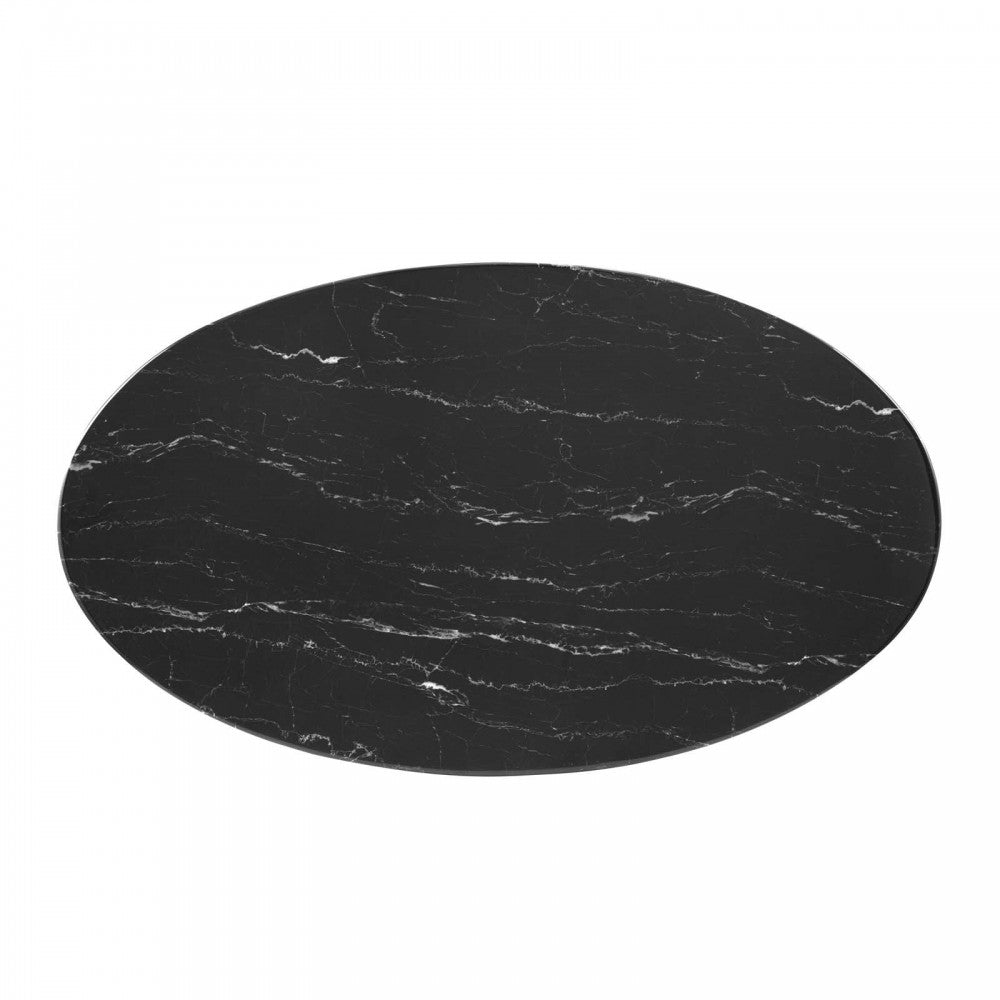 Lippa 48" Oval Artificial Marble Coffee Table, Rose Black