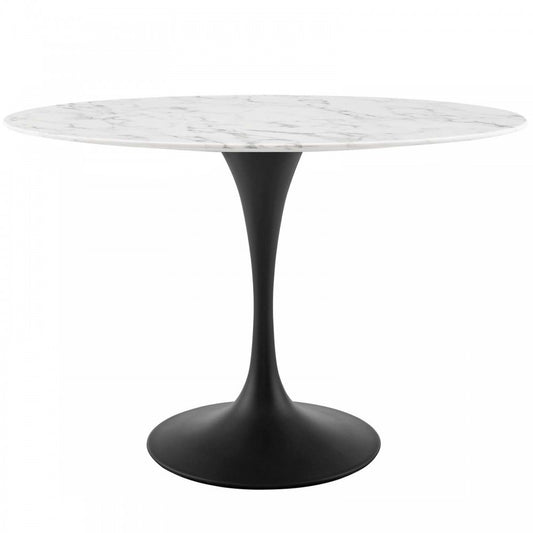 Lippa 48" Oval Artificial Marble Dining Table, Black White