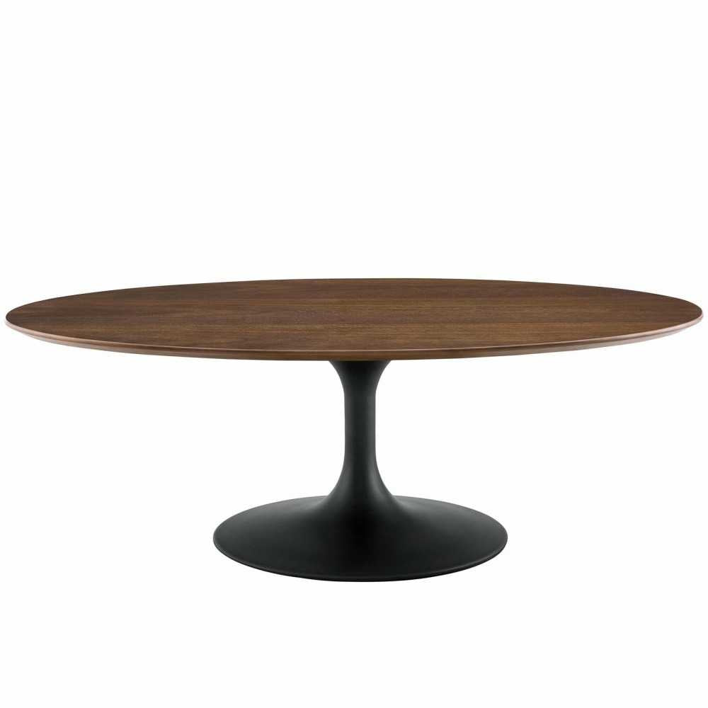 Lippa 48" Oval-Shaped Walnut Coffee Table, Black Walnut