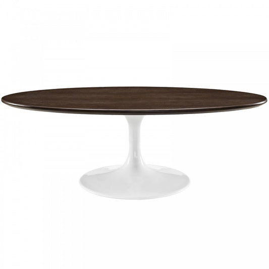 Lippa 48" Oval-Shaped Walnut Coffee Table, Walnut