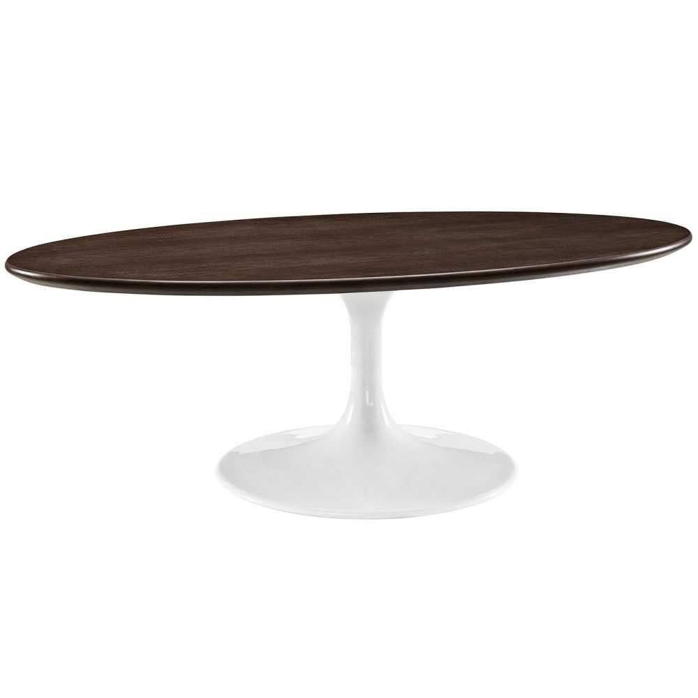 Lippa 48" Oval-Shaped Walnut Coffee Table, Walnut