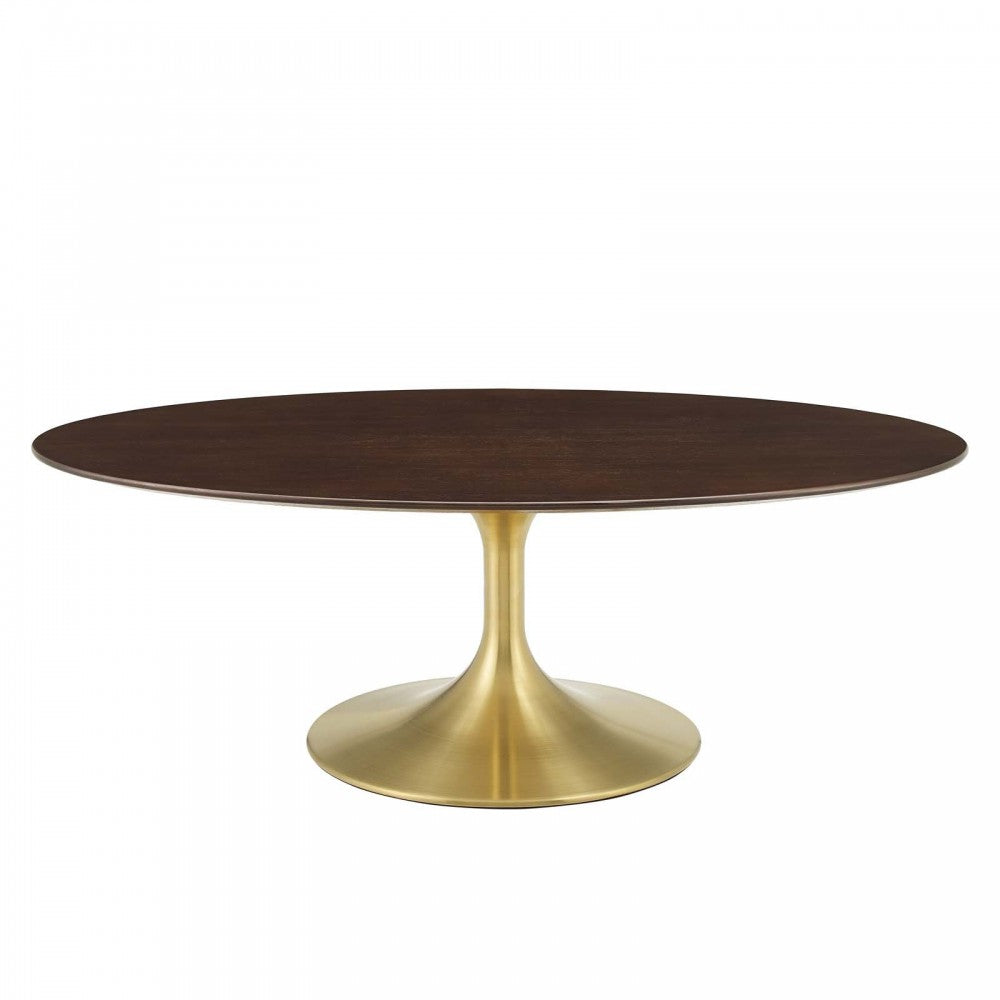 Lippa 48" Oval Wood Coffee Table, Gold Cherry Walnut