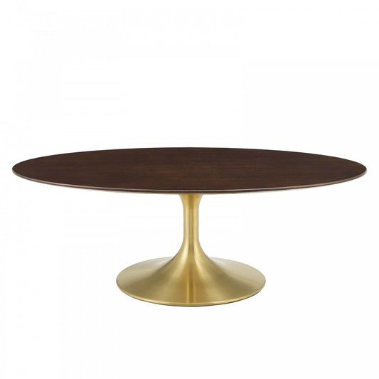 Lippa 48" Oval Wood Coffee Table, Gold Cherry Walnut