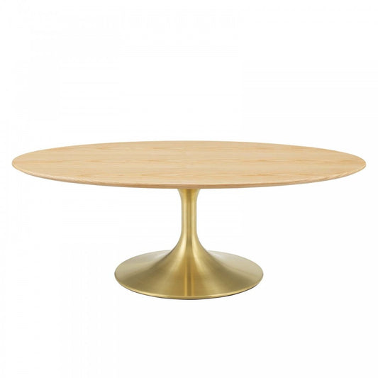 Lippa 48" Oval Wood Coffee Table, Gold Natural