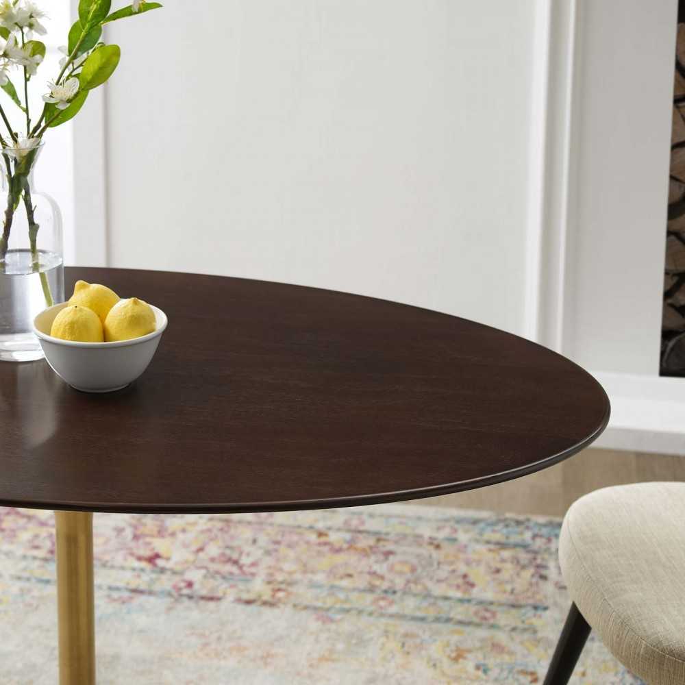 Lippa 48" Oval Wood Dining Table, Gold Cherry Walnut