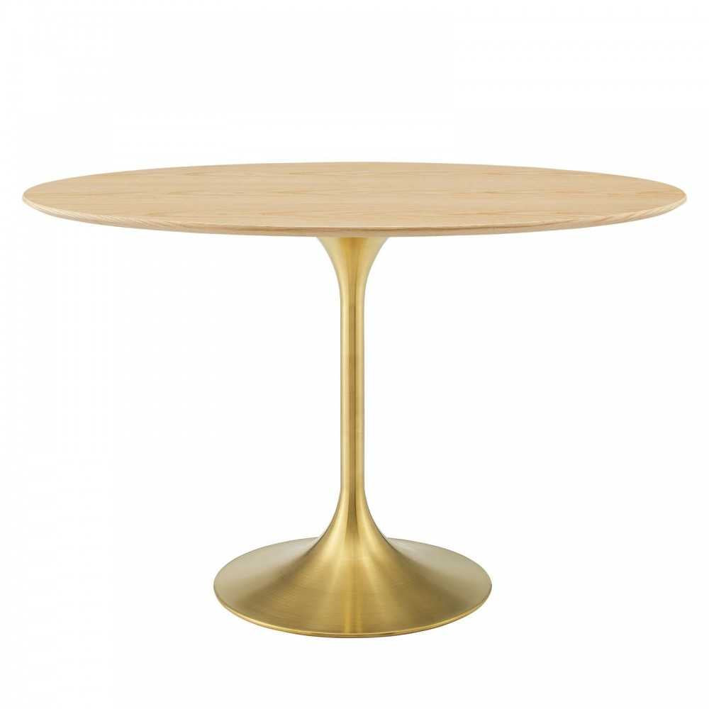 Lippa 48" Oval Wood Dining Table, Gold Natural