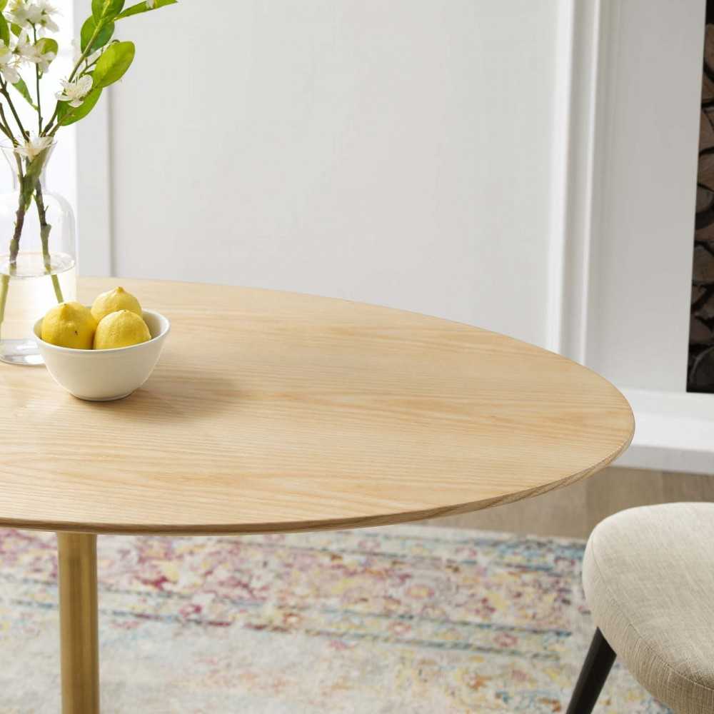 Lippa 48" Oval Wood Dining Table, Gold Natural