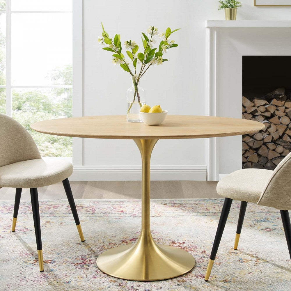 Lippa 48" Oval Wood Dining Table, Gold Natural