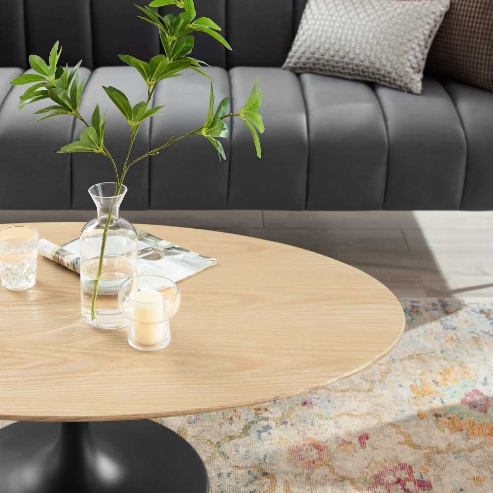 Lippa 48" Wood Oval Coffee Table, Black Natural