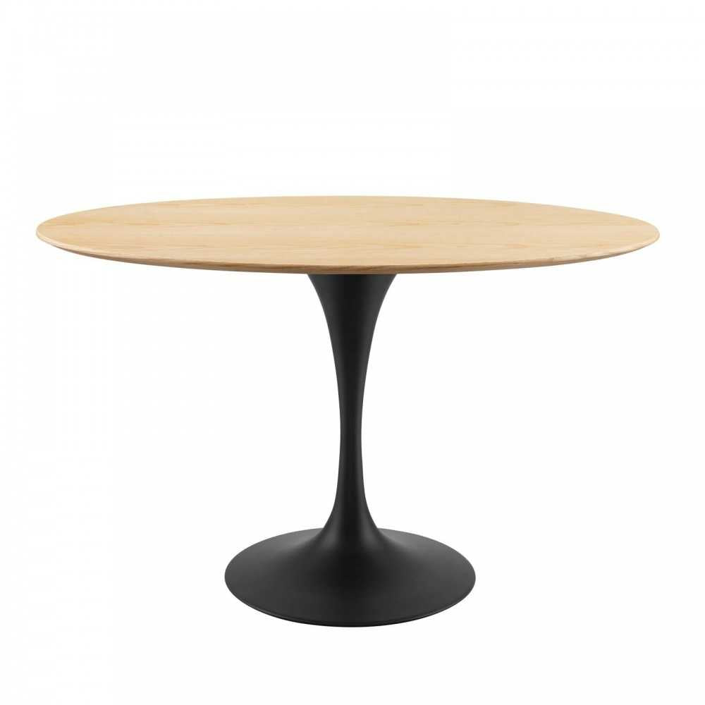 Lippa 48" Wood Oval Dining Table, Black Natural