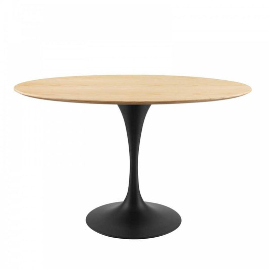 Lippa 48" Wood Oval Dining Table, Black Natural