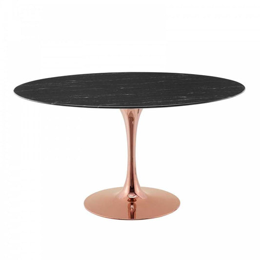 Lippa 54" Artificial Marble Dining Table, Rose Black