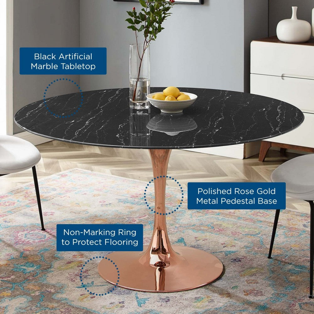 Lippa 54" Artificial Marble Dining Table, Rose Black