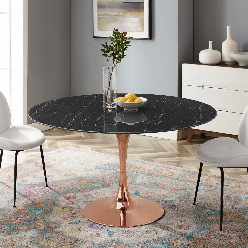 Lippa 54" Artificial Marble Dining Table, Rose Black