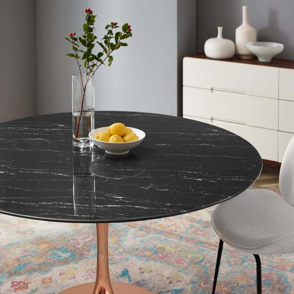 Lippa 54" Artificial Marble Dining Table, Rose Black