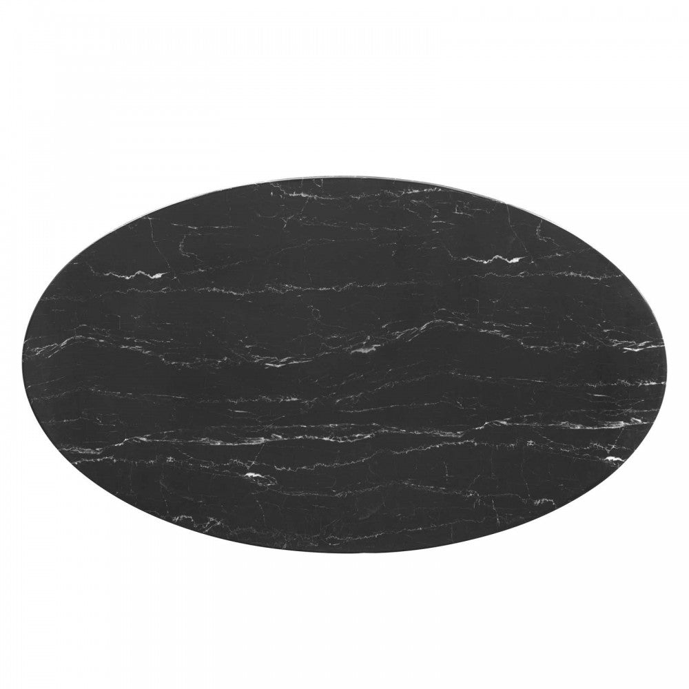 Lippa 54" Oval Artificial Marble Dining Table, Gold Black