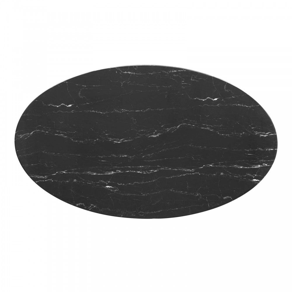 Lippa 54" Oval Artificial Marble Dining Table, Rose Black