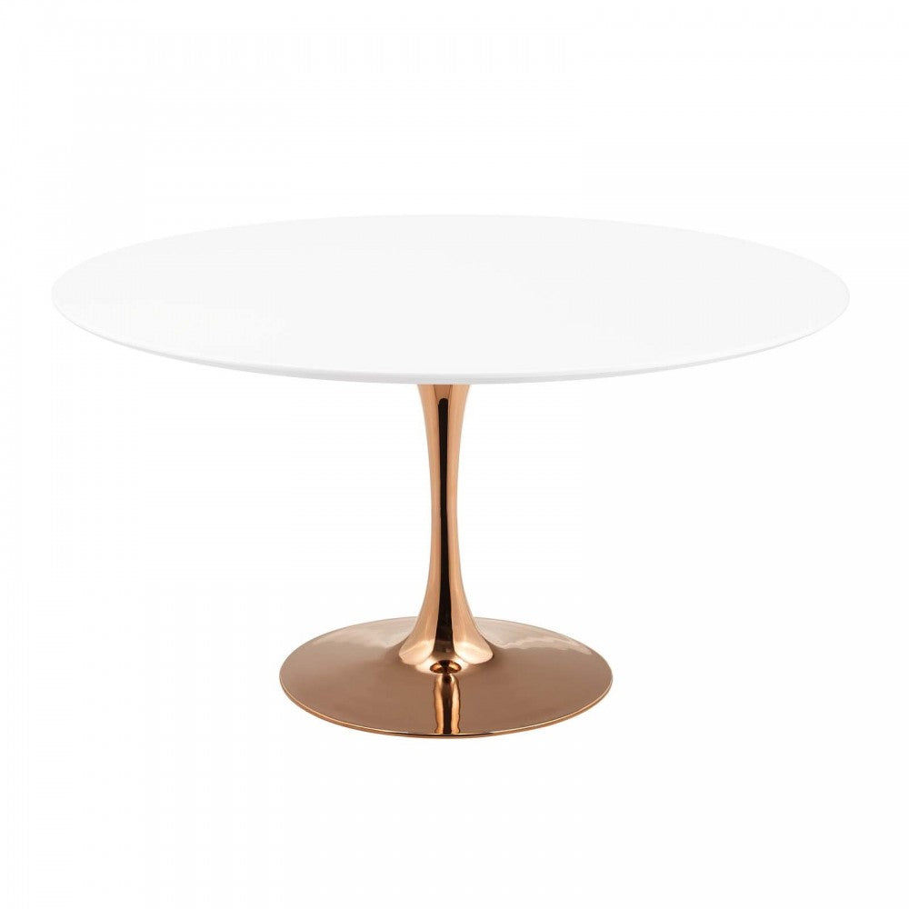 Lippa 54" Round Wood Dining Table, Rose White