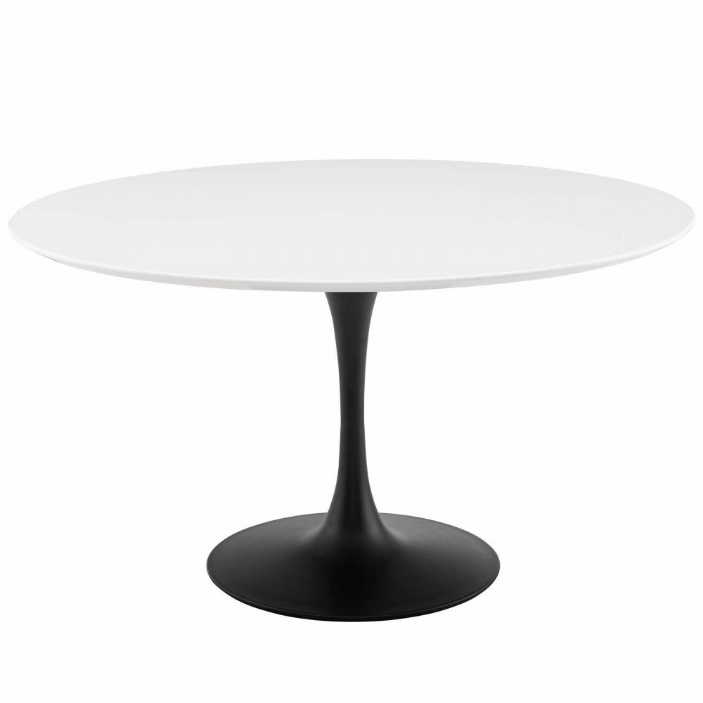 Lippa 54" Round Wood Dining Table, Black White