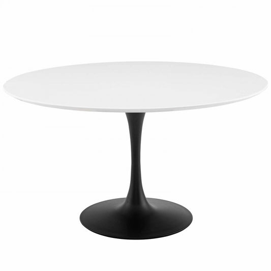 Lippa 54" Round Wood Dining Table, Black White