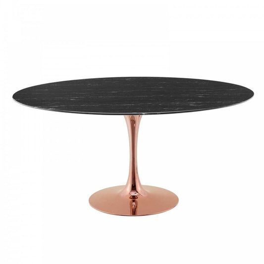 Lippa 60" Artificial Marble Dining Table, Rose Black