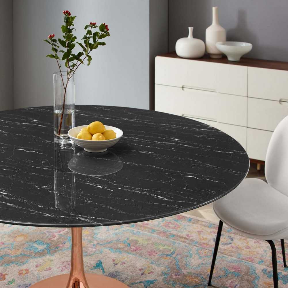 Lippa 60" Artificial Marble Dining Table, Rose Black