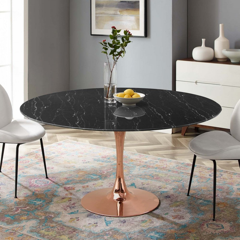 Lippa 60" Artificial Marble Dining Table, Rose Black