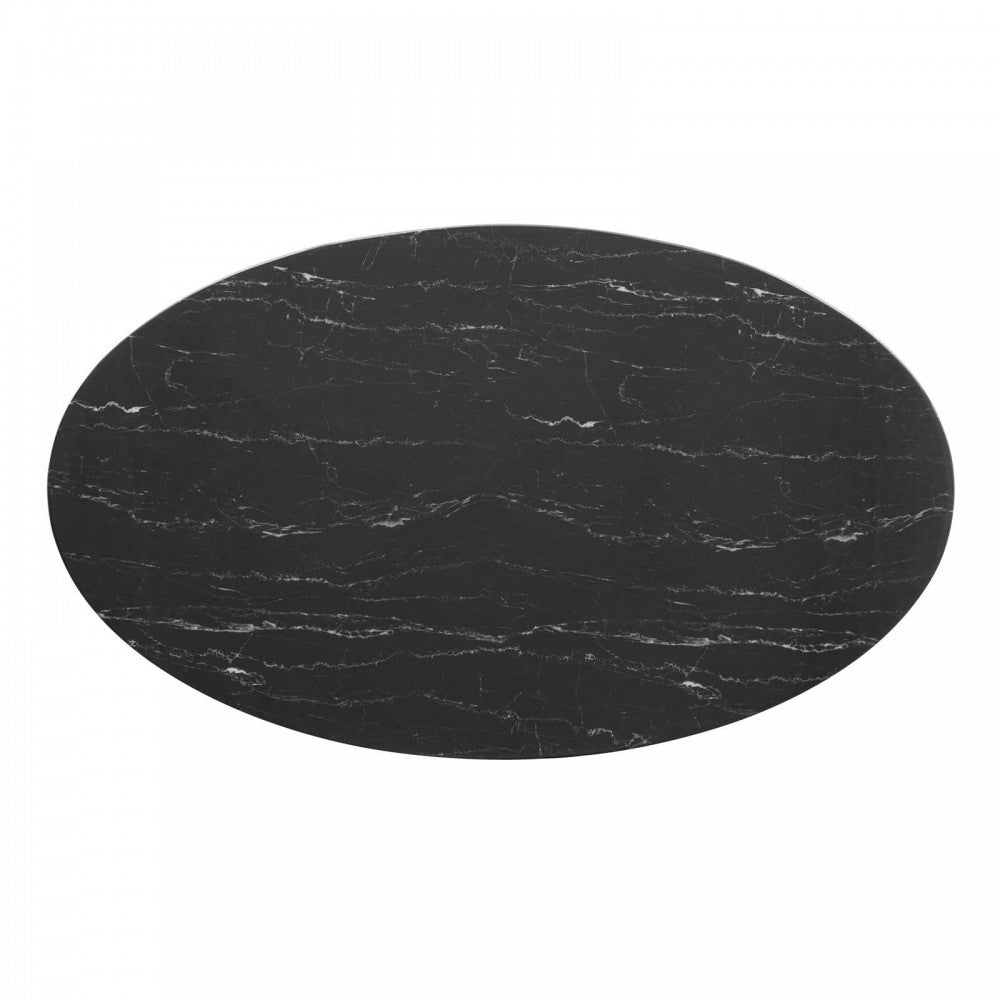 Lippa 60" Oval Artificial Marble Dining Table, Rose Black